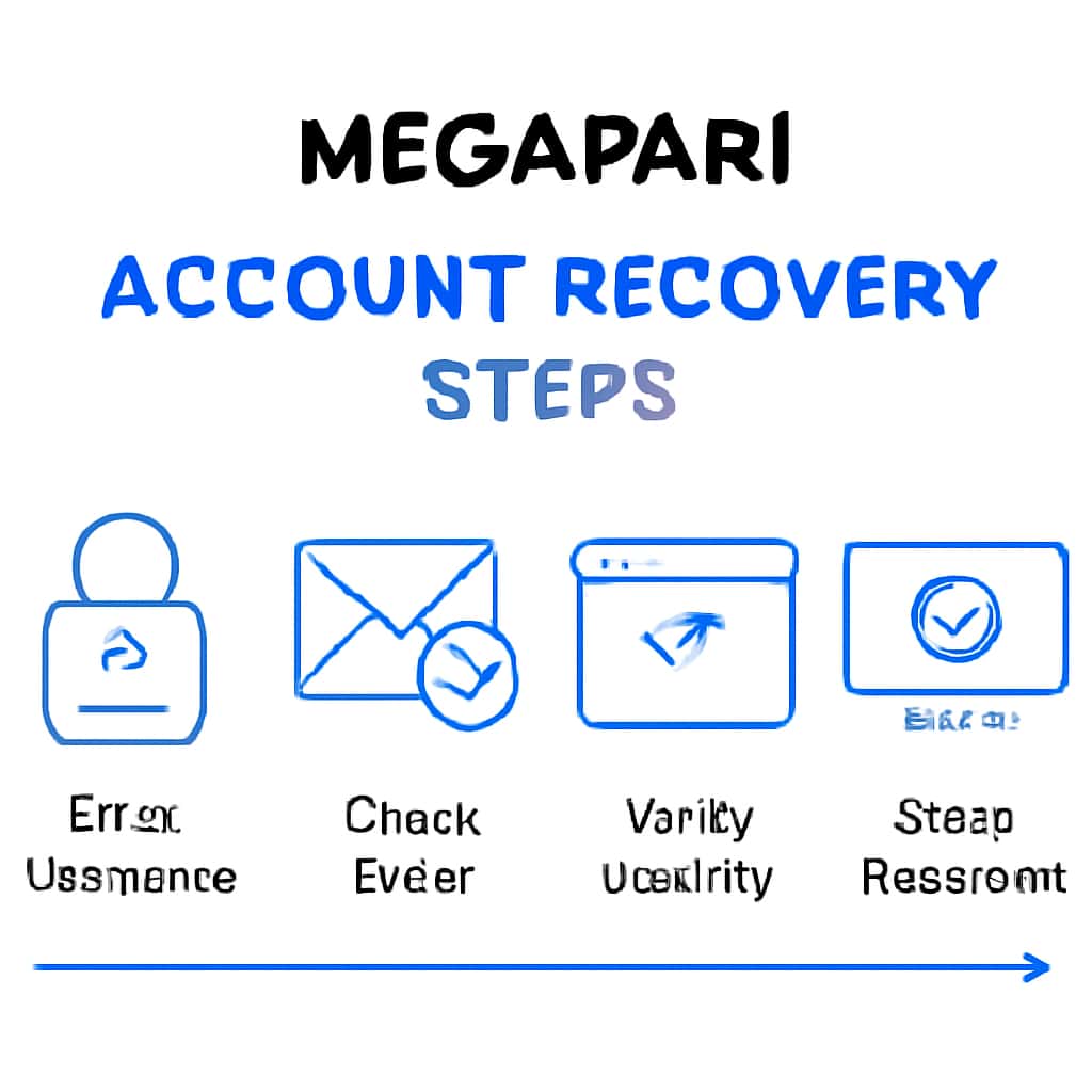 Educational diagram on the steps for recovering a Megapari account.